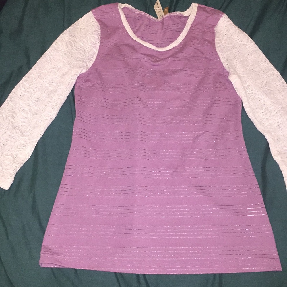 BKE lace 3/4sleeve shirt small